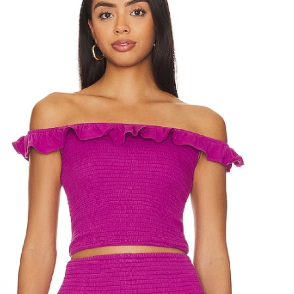 Bobi smocked ruffle off shoulder tube top size medium - Picture 4 of 4